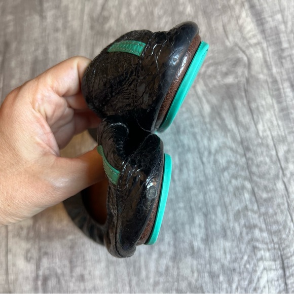 TIEKS by Gavrieli Obsidian Crocodile Ballet Flats Womens Sz 9 Black Foldable - Picture 7 of 10